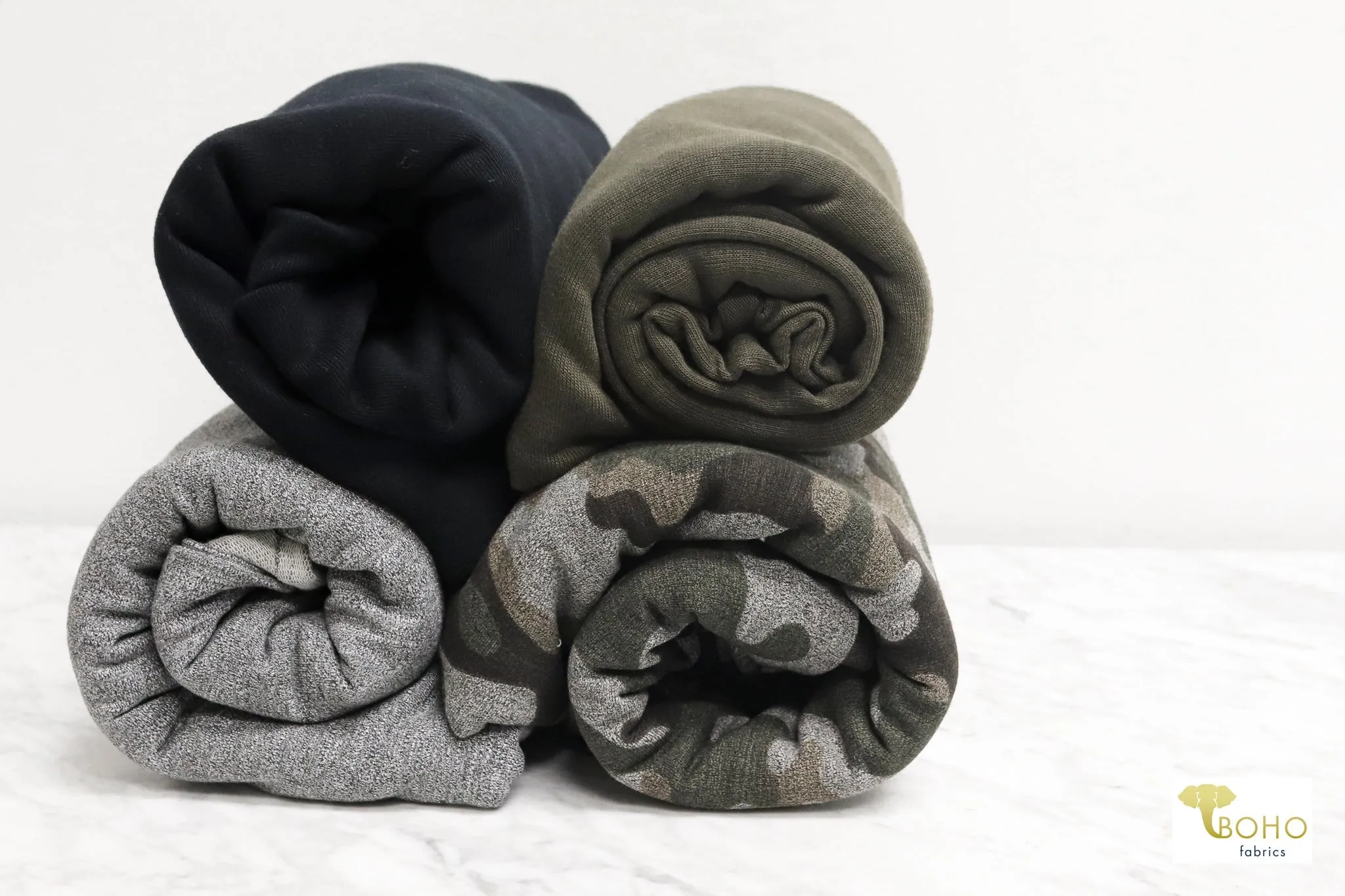 11/06/2024 Fabric Happy Hour! Green Vintage Camo, Sweater/FT Knit Bundle. READY TO SHIP!