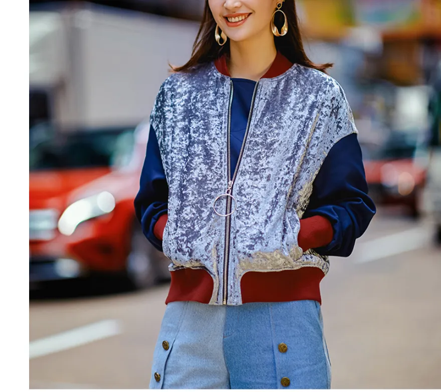 8GIRLS COLORBLOCK VELOUR TRACK JACKET