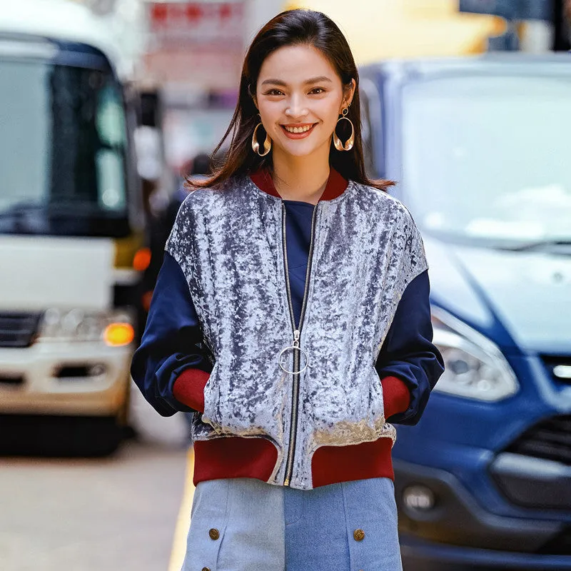 8GIRLS COLORBLOCK VELOUR TRACK JACKET
