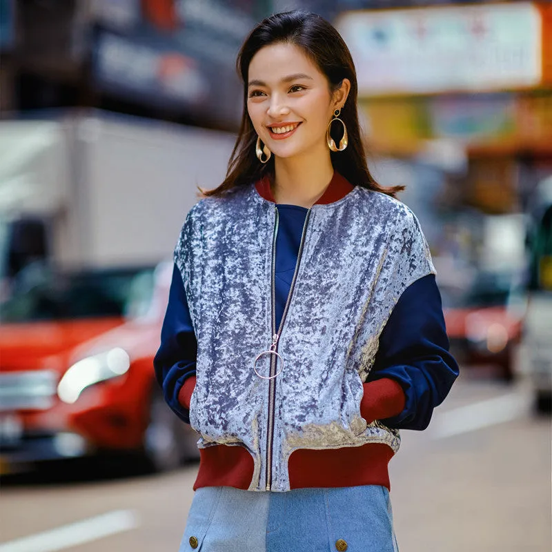 8GIRLS COLORBLOCK VELOUR TRACK JACKET