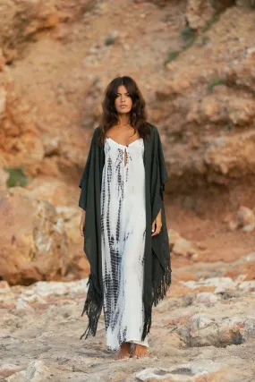 ACE OF WIND CAPE RAW SILK NOIR