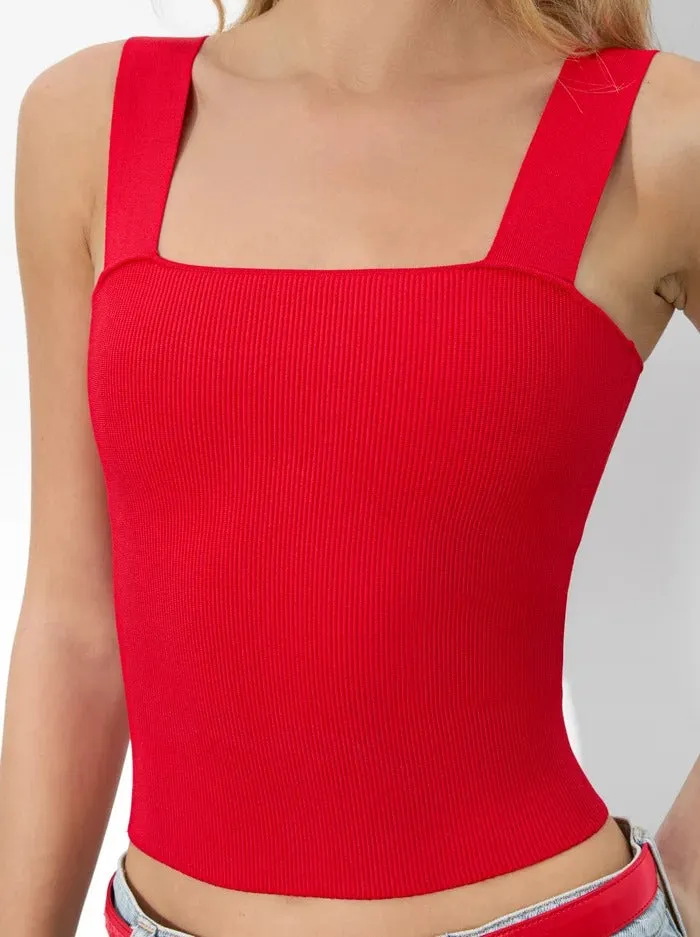 Alice   Olivia Torie Wide Strap Tank in Bright Ruby