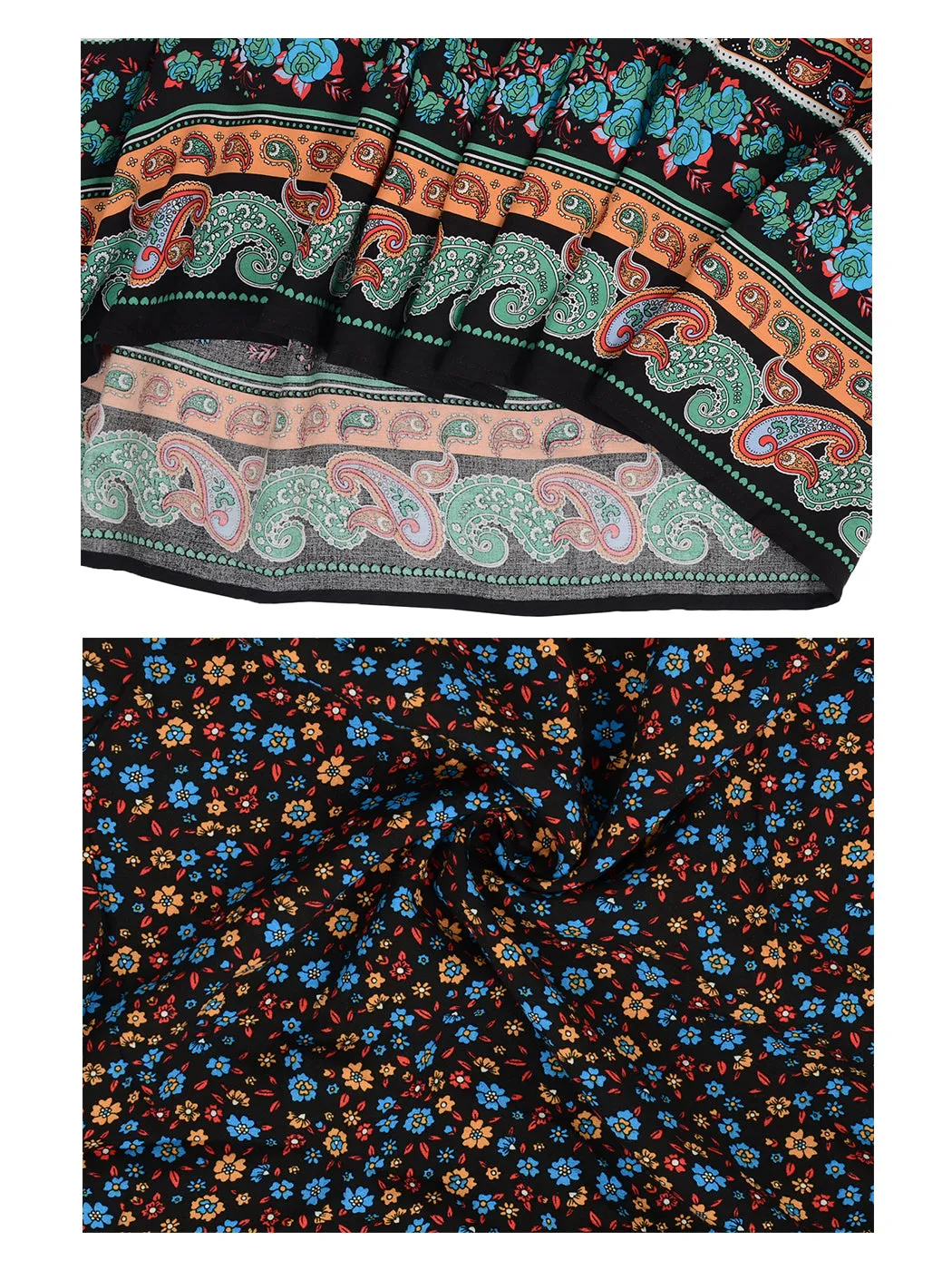 Anna-Kaci Boho Flared Short Sleeve Paisley Maxi Dress