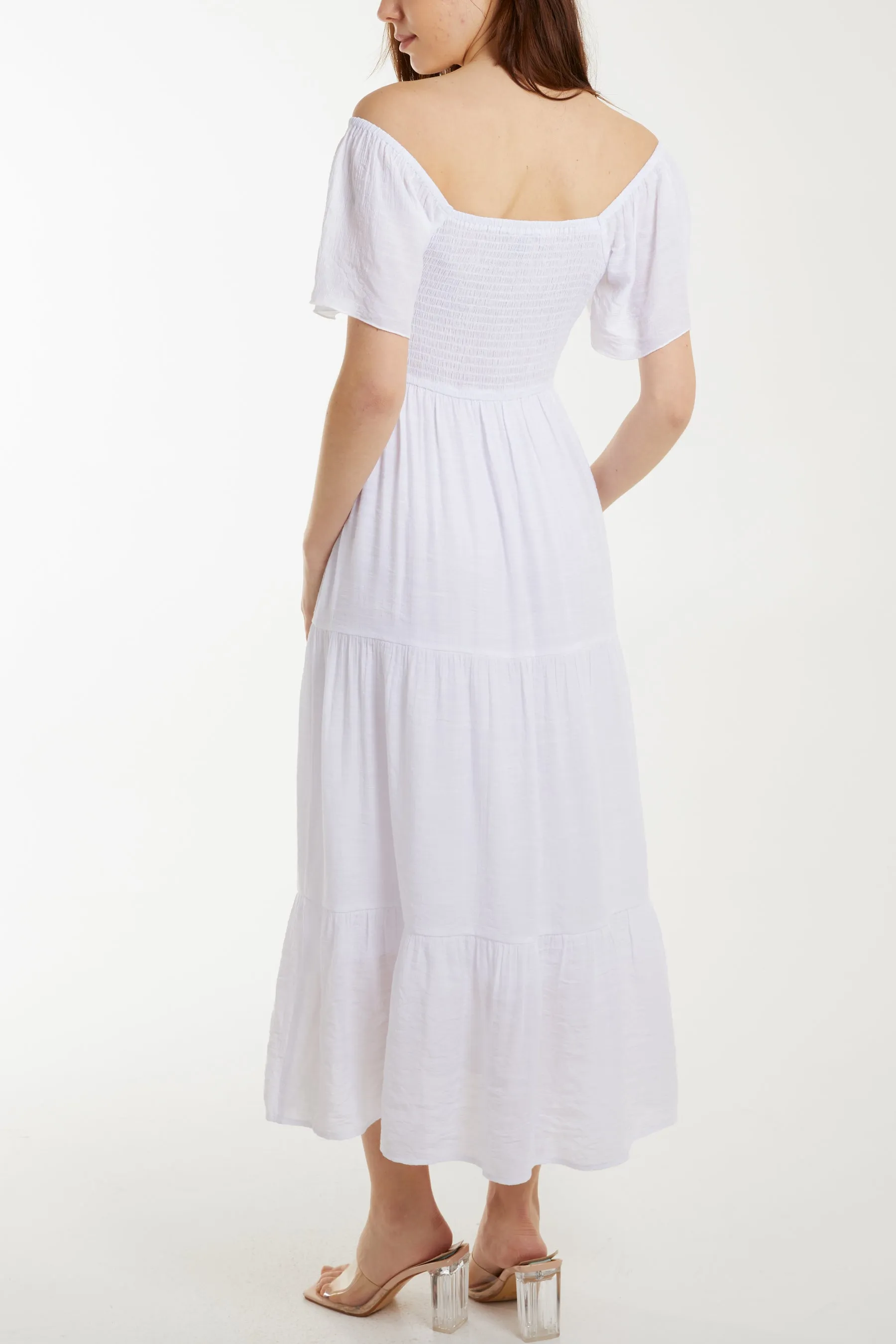 Bardot Flutter Sleeve Elastic Dress