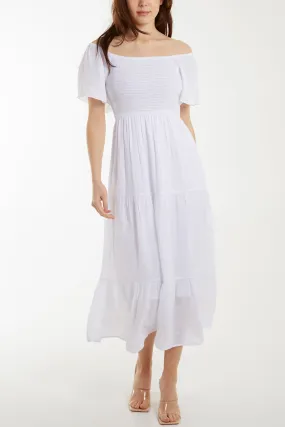 Bardot Flutter Sleeve Elastic Dress