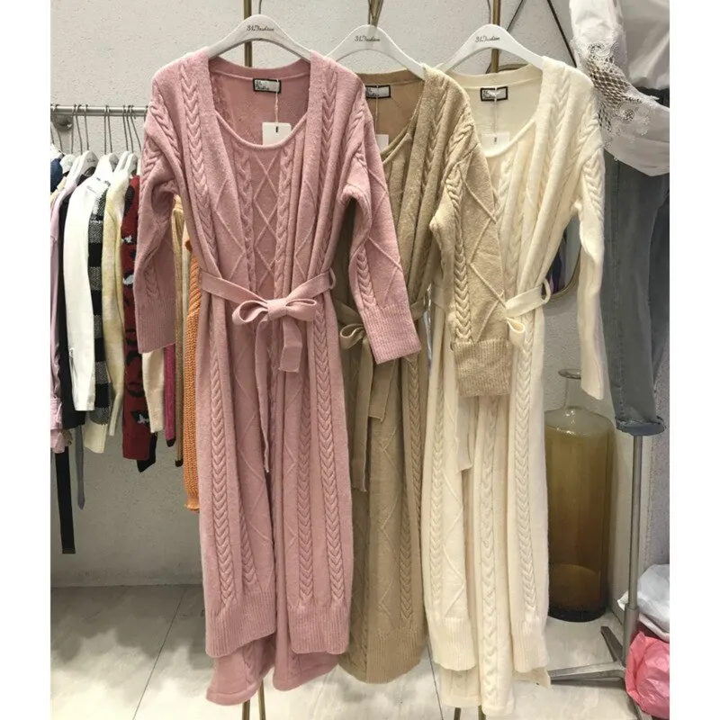 Belted Cardigan Sweater Dress