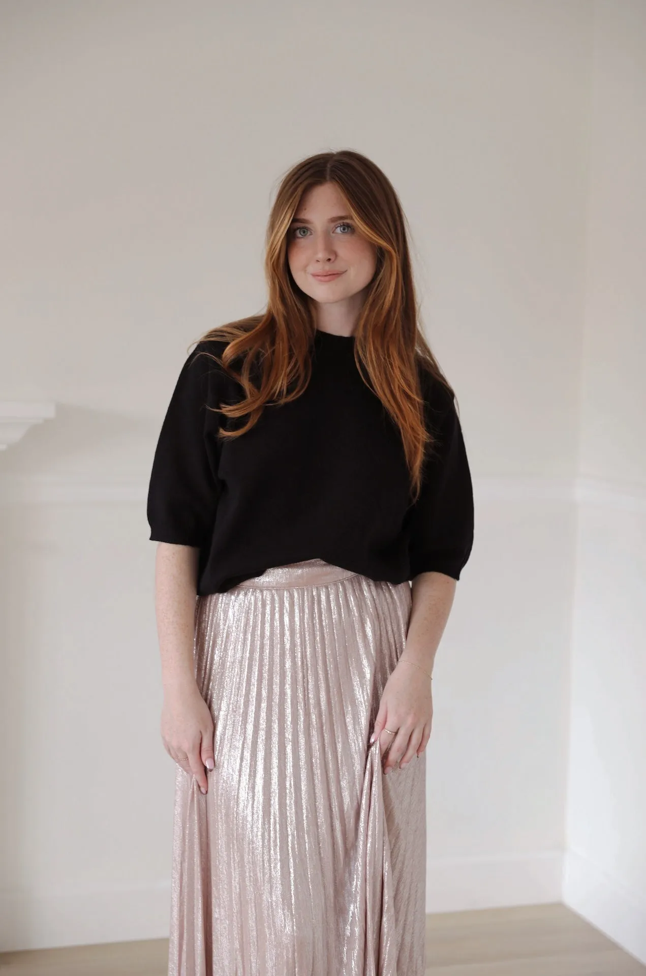 Black Puff Short Sleeve Sweater