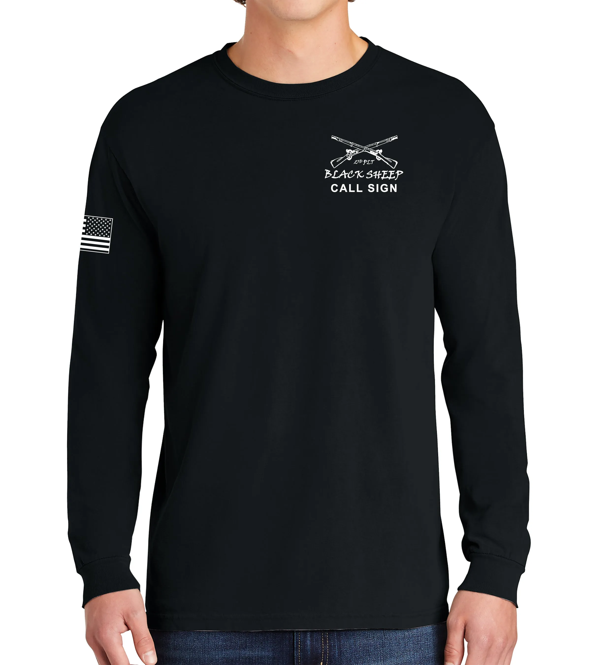 Blacksheep Long Sleeve 50-50 Blend Unisex Shirt. This shirt IS approved for PT