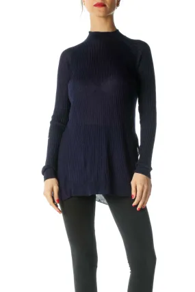 Blue Long Sleeve Knit Top