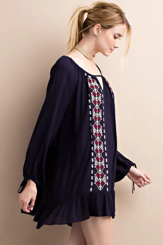 Bohemian Patterned Dress W/ Keyhole