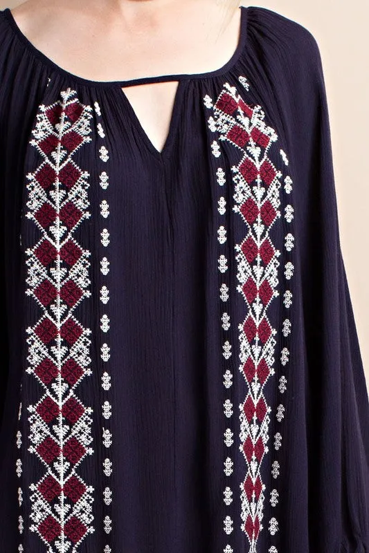 Bohemian Patterned Dress W/ Keyhole