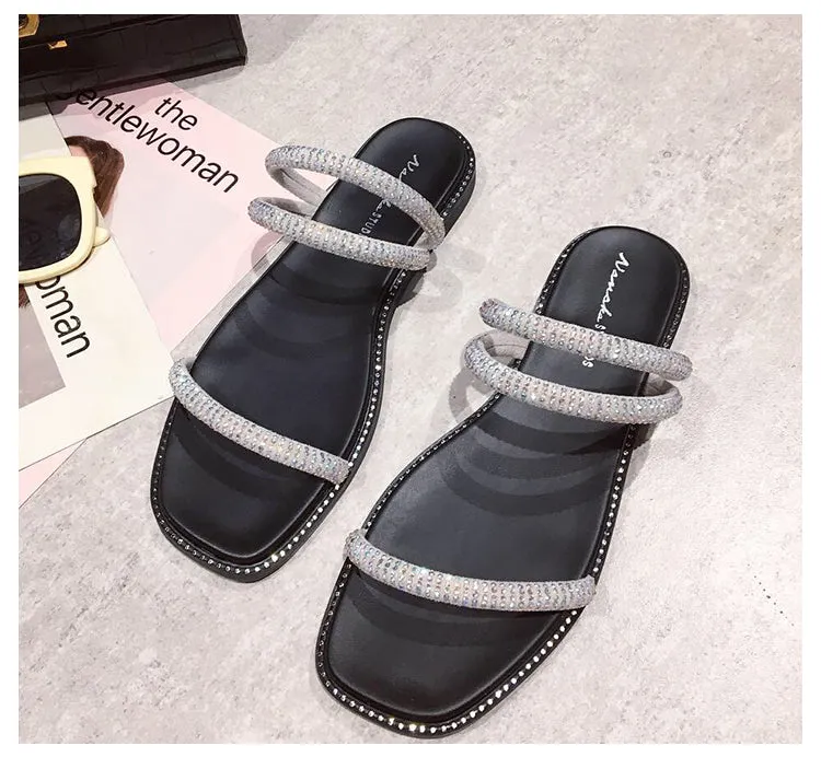 BOOPDO DESIGN GLITTER TUBE FLAT SLIDER SANDAL