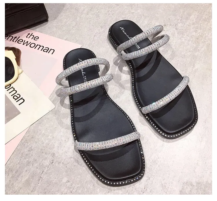 BOOPDO DESIGN GLITTER TUBE FLAT SLIDER SANDAL