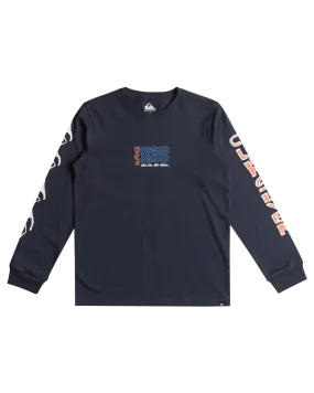 Boys Warped Long Sleeve T-Shirt in Navy Blazer