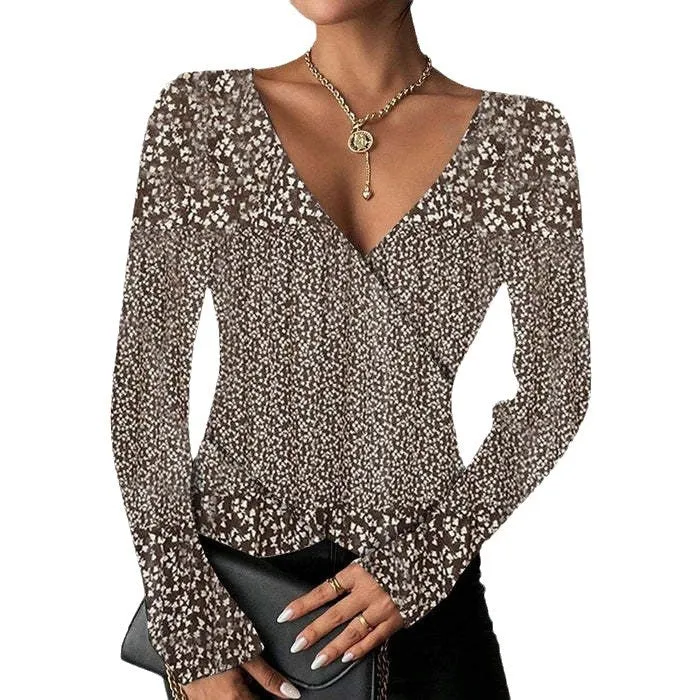 Chic V-Neck Long Sleeve Tee for Effortless Style