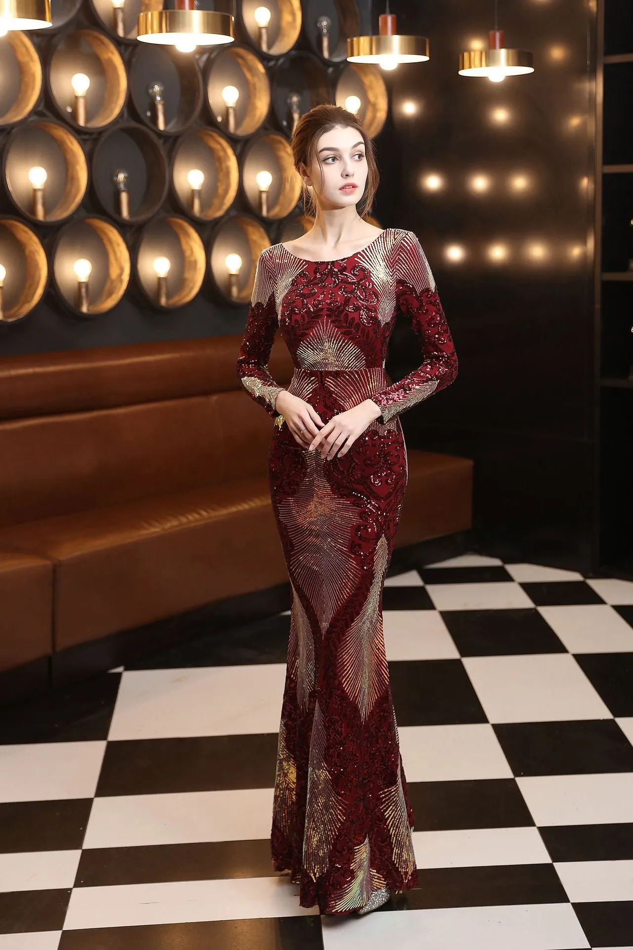 Clio-18197-Long Sequin Dress