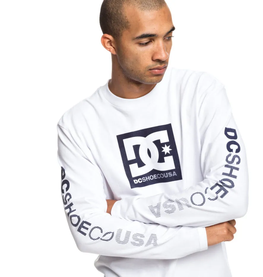 DC Men's Square Star Long Sleeve T-Shirt Snow White UDYZ03598