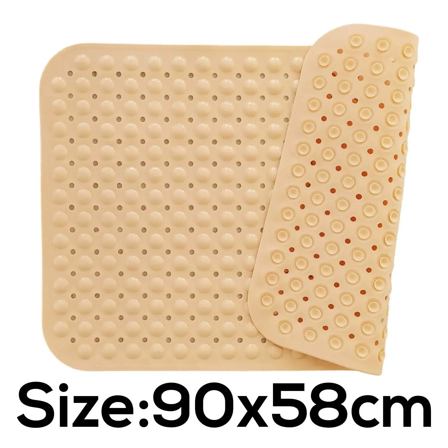 Experia Anti-Slip bath mat with Suction Cup 88x58cm(Cream Color with Soft-Pebble)