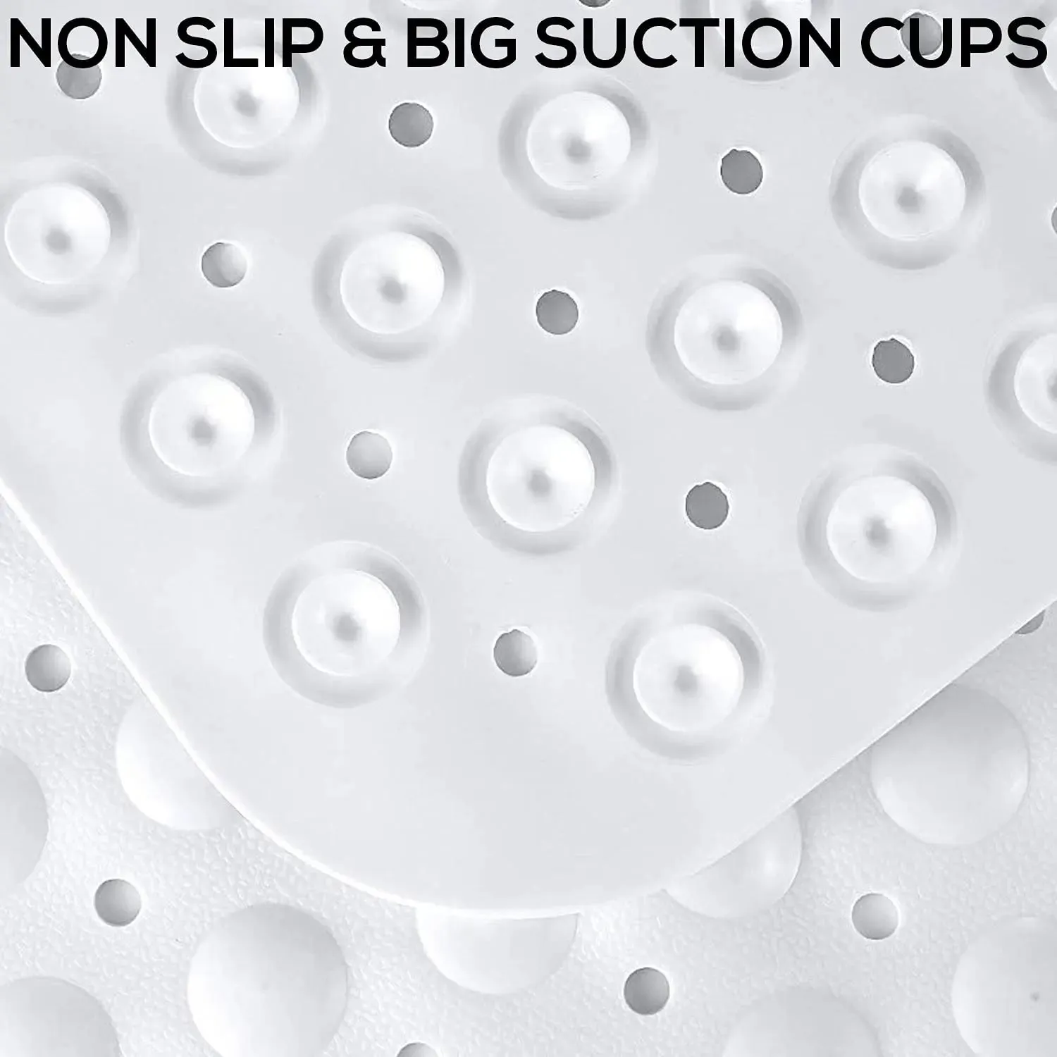 Experia Anti-Slip with Suction Cup Bath Mat with Soft-Pebble (106x60cm, Big Size, White)