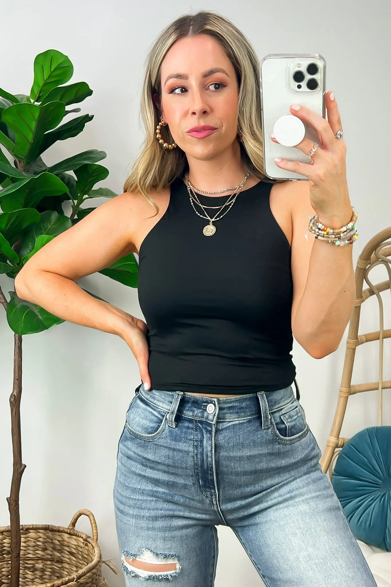 Faridah Brushed Knit Round Neck Tank Top - FINAL SALE