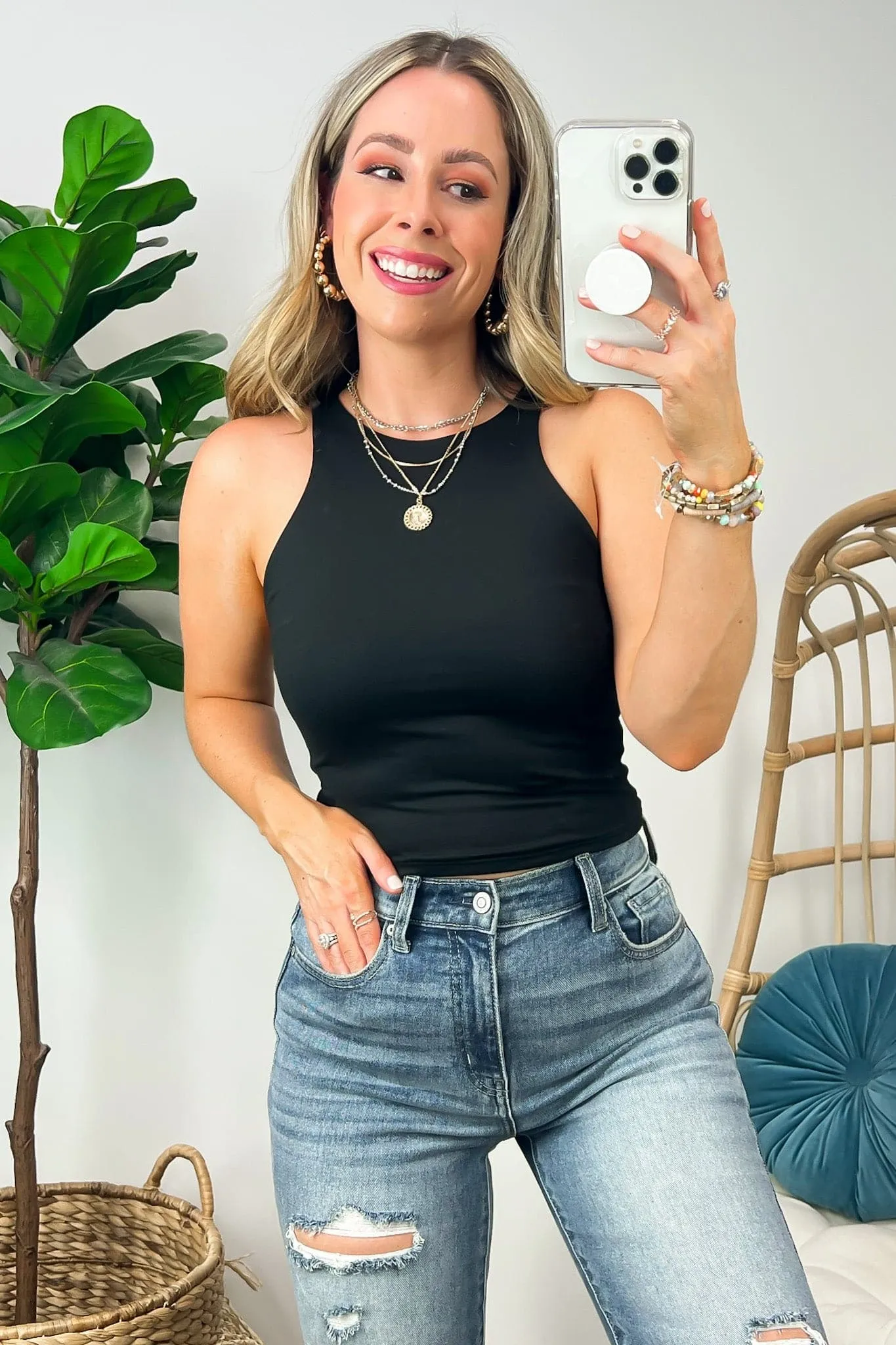 Faridah Brushed Knit Round Neck Tank Top - FINAL SALE