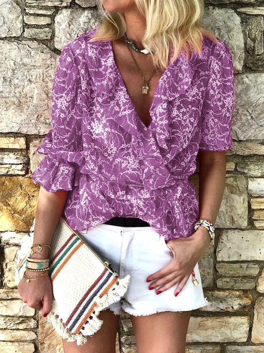 Fashionable Bohemian Printed Long-sleeved T-shirt