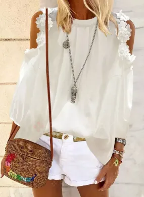 Fashionable Bohemian solid color long-sleeved T-shirt