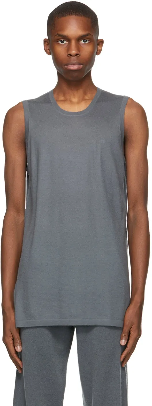 Frenckenberger Grey Cashmere Muscle Tank Top