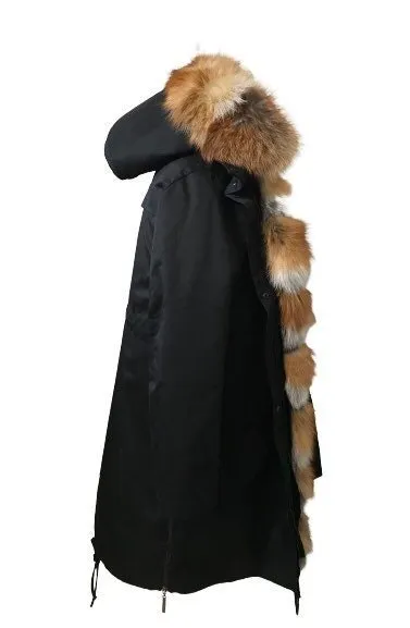Fur Puffer Parka With Hood Parka With Hood Coat women’s fox fur 2 in 1