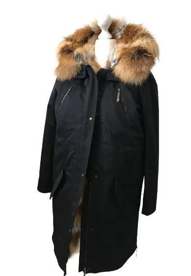 Fur Puffer Parka With Hood Parka With Hood Coat women’s fox fur 2 in 1