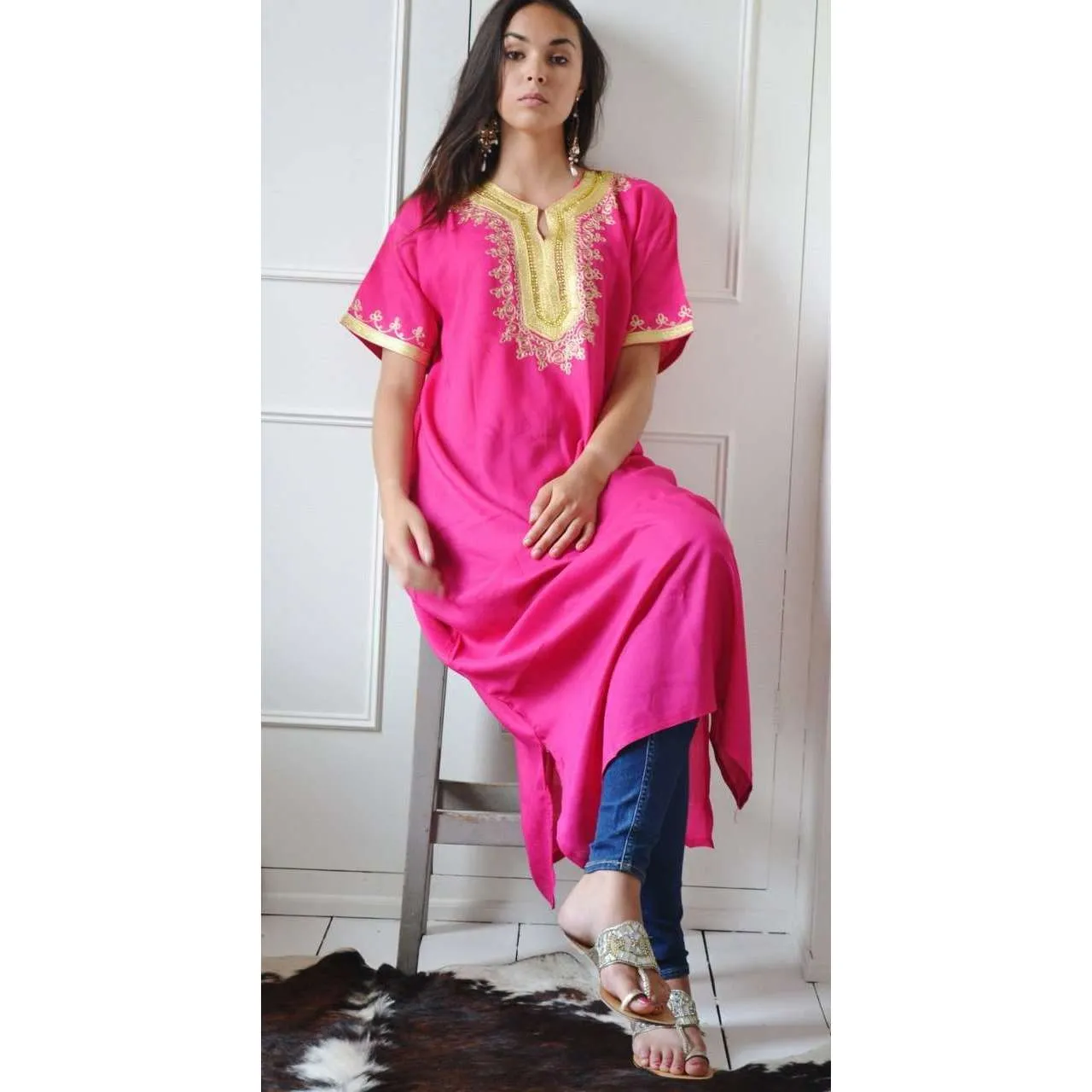 Fuschia Pink Resort Kaftan Fez Style