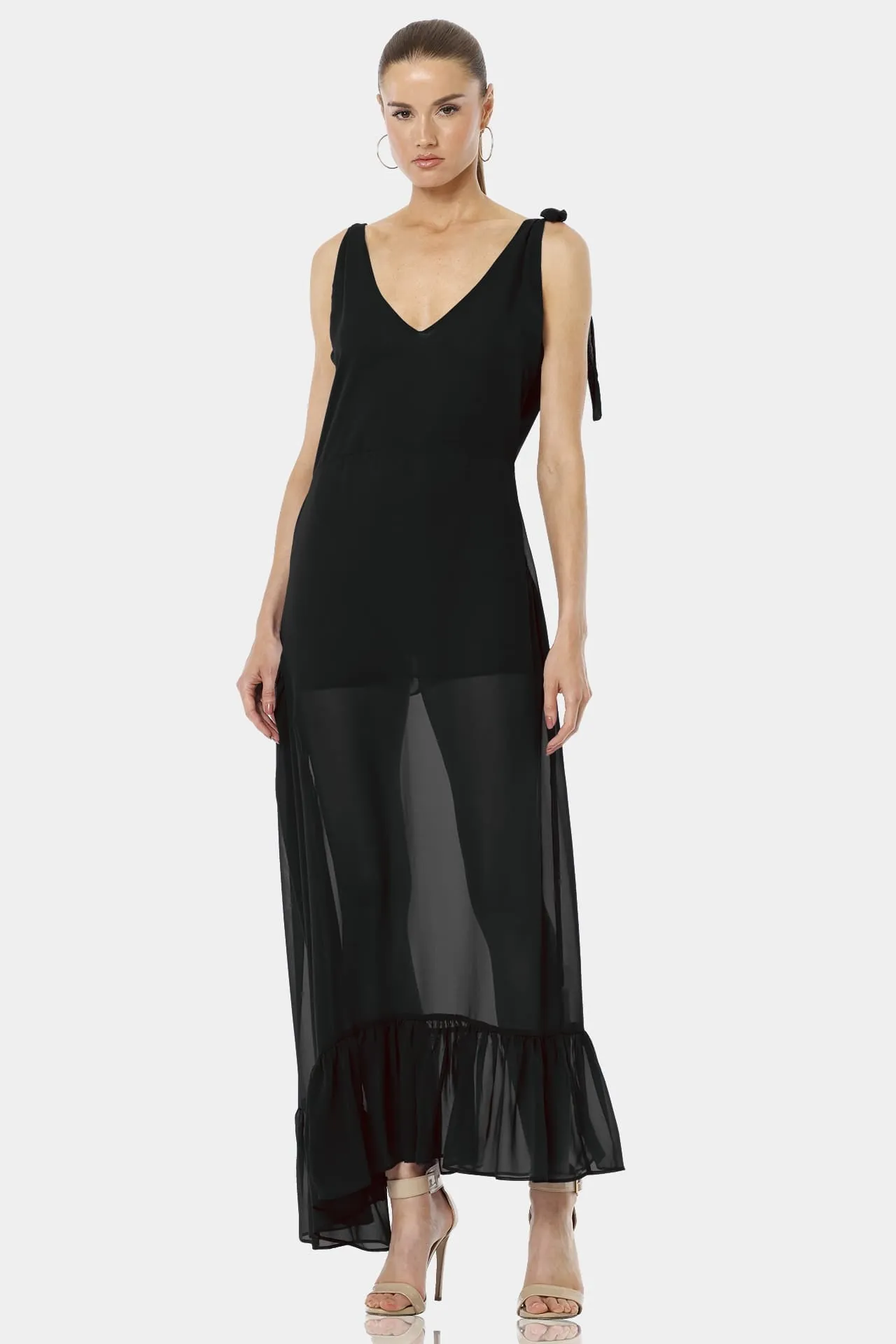 Garden Black Magic Dress With Long Sheer Elegance