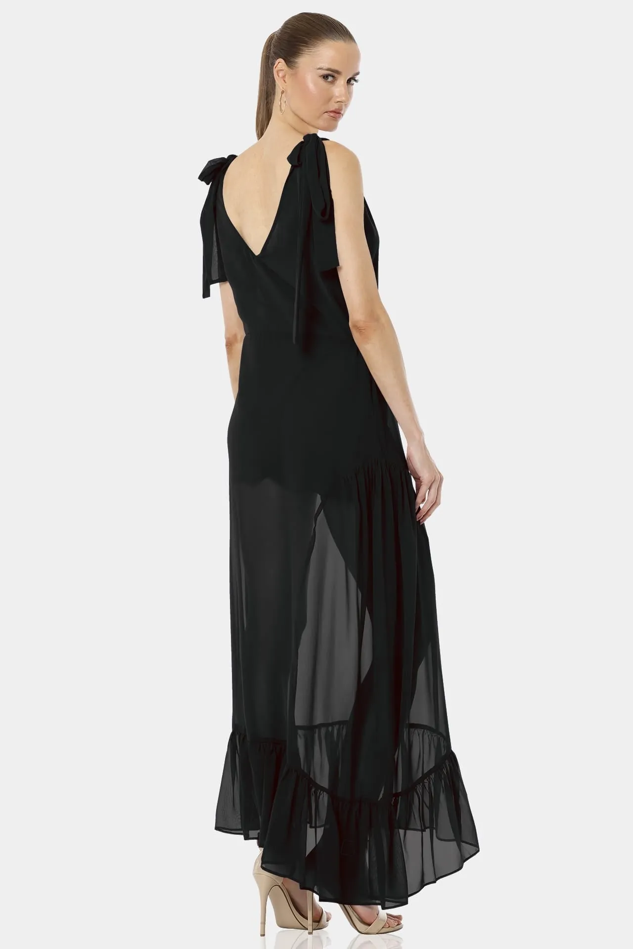 Garden Black Magic Dress With Long Sheer Elegance
