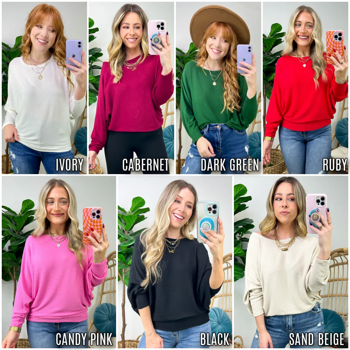 Gineva Ribbed Batwing Boatneck Lightweight Sweater - FINAL SALE