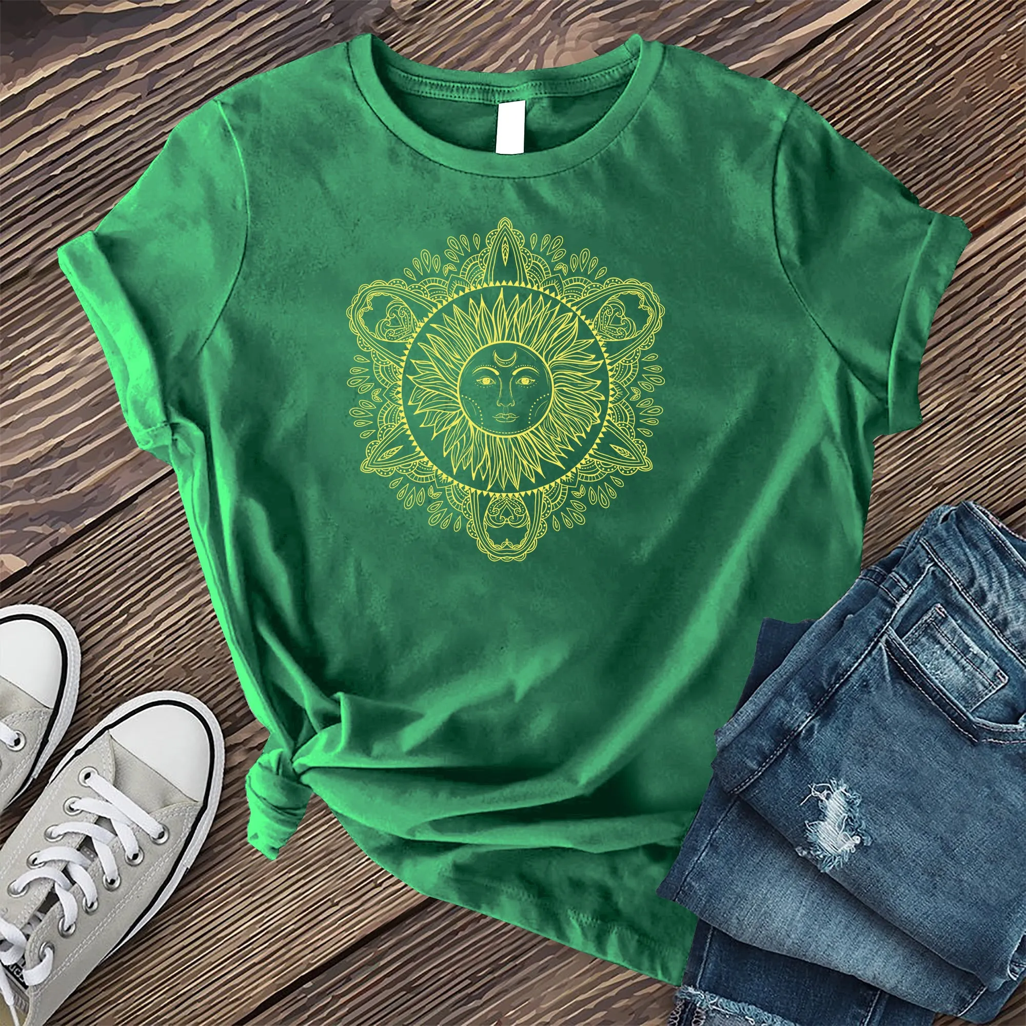 Hand-drawn Bohemian Sun T-shirt