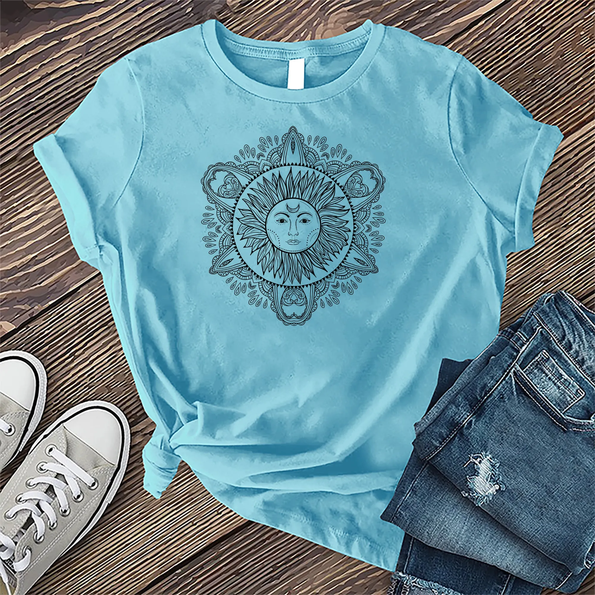 Hand-drawn Bohemian Sun T-shirt