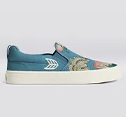 Hokusai SLIP-ON Peonies and Canary Print Canvas Sneaker Men