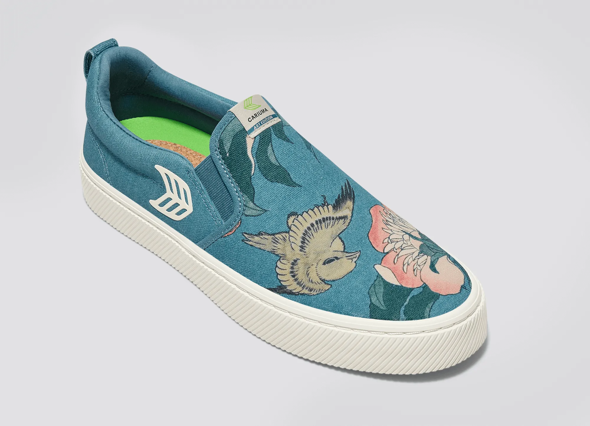 Hokusai SLIP-ON Peonies and Canary Print Canvas Sneaker Men