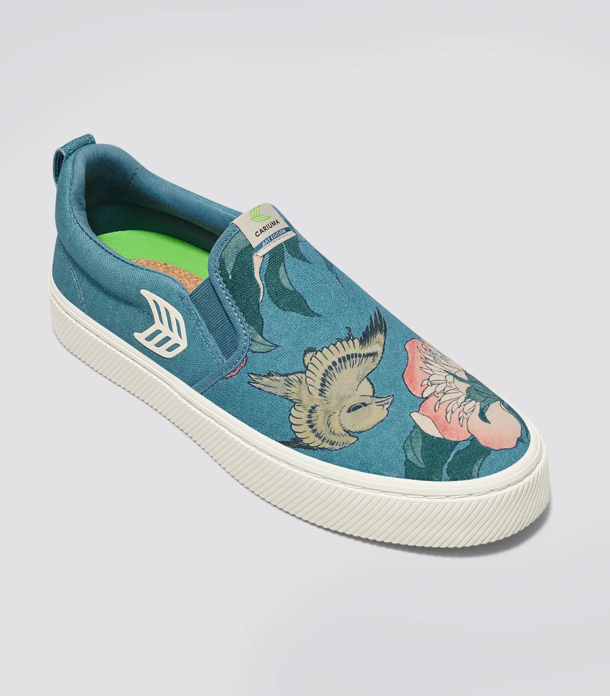 Hokusai SLIP-ON Peonies and Canary Print Canvas Sneaker Men