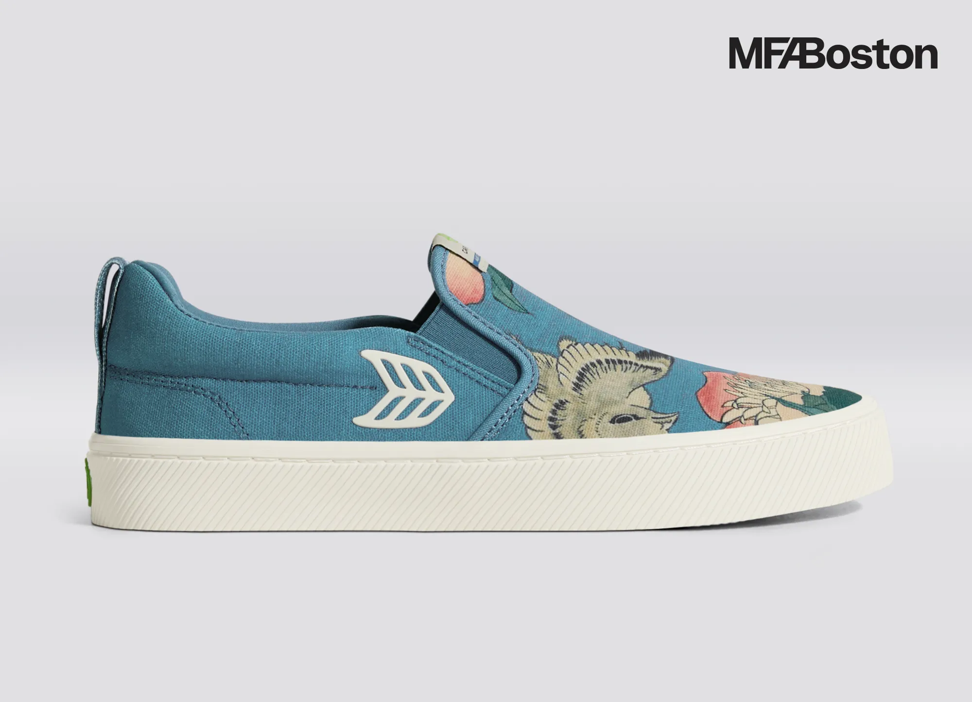 Hokusai SLIP-ON Peonies and Canary Print Canvas Sneaker Men