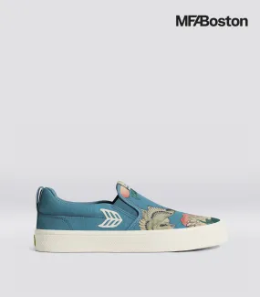 Hokusai SLIP-ON Peonies and Canary Print Canvas Sneaker Men