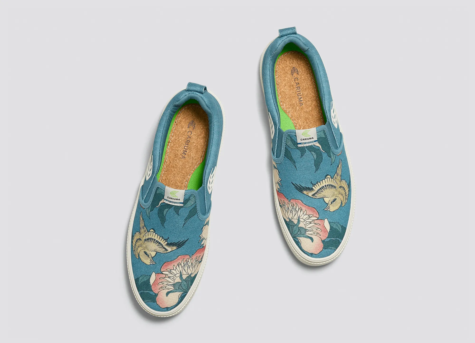 Hokusai SLIP-ON Peonies and Canary Print Canvas Sneaker Men