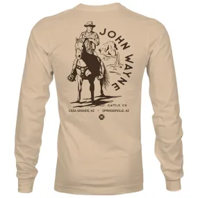John Wayne Long Sleeve Tan w/Horse Logo T- Shirt HT1732TN