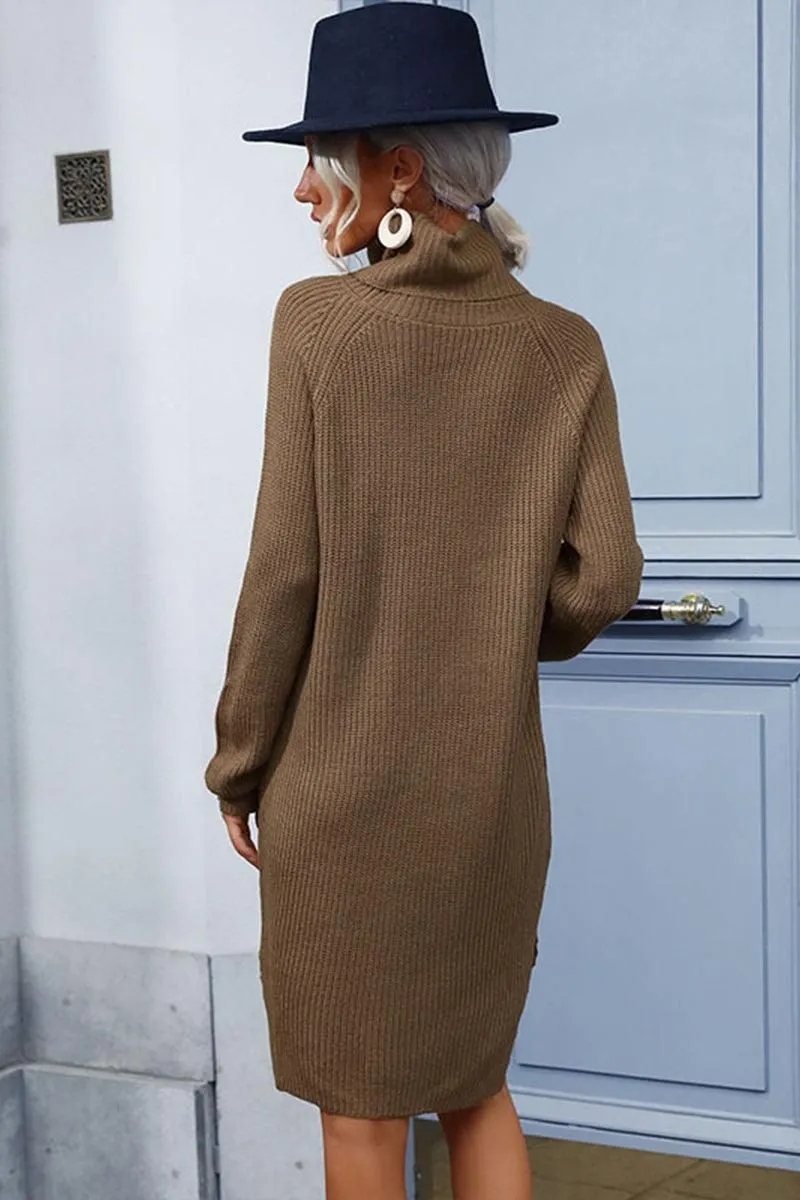 KNITTED TURTLE NECK CASUAL DRESS