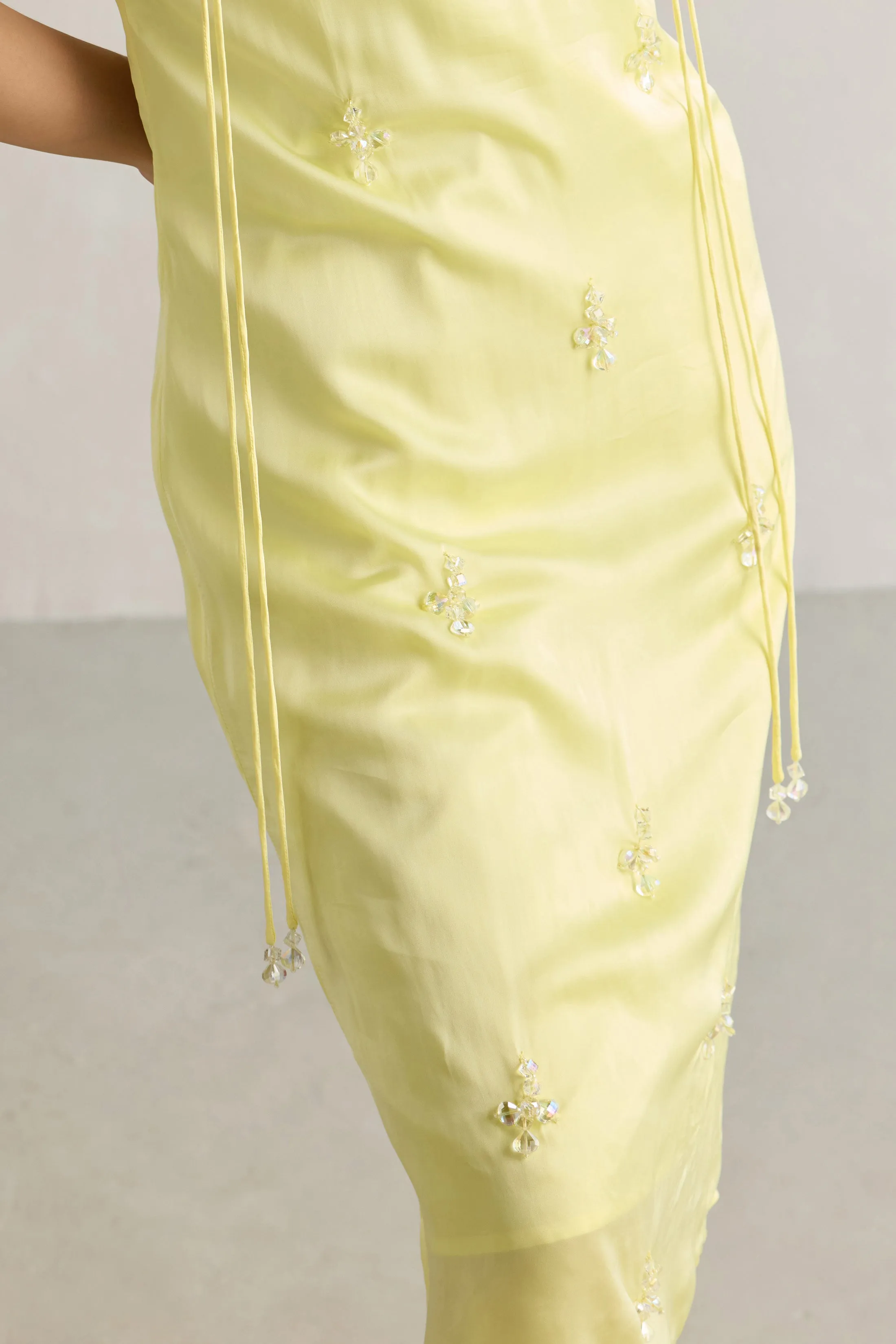 LIME EMBELLISHED SLIP DRESS