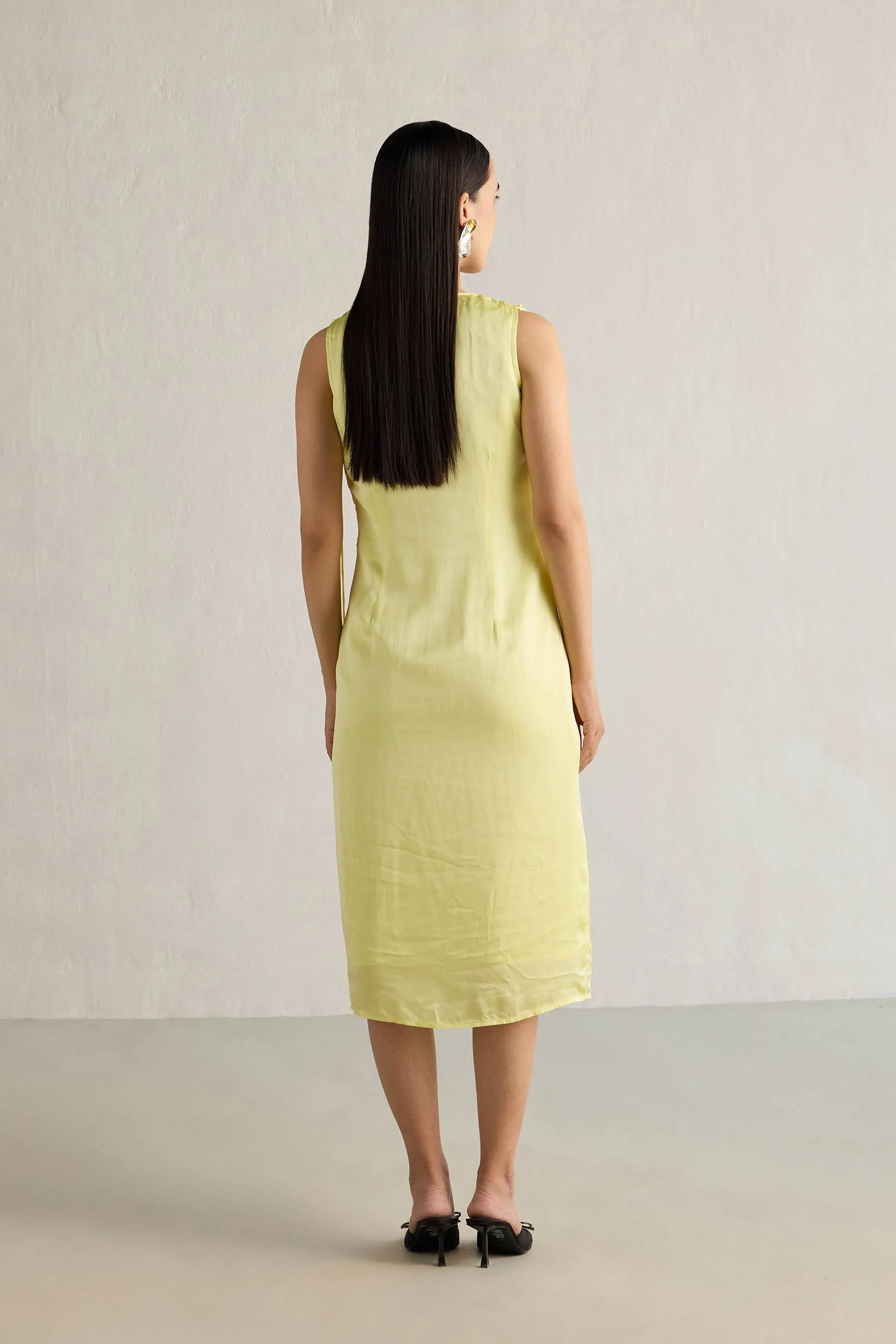 LIME EMBELLISHED SLIP DRESS