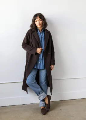 Liya Coat in Espresso Brown Virgin Wool