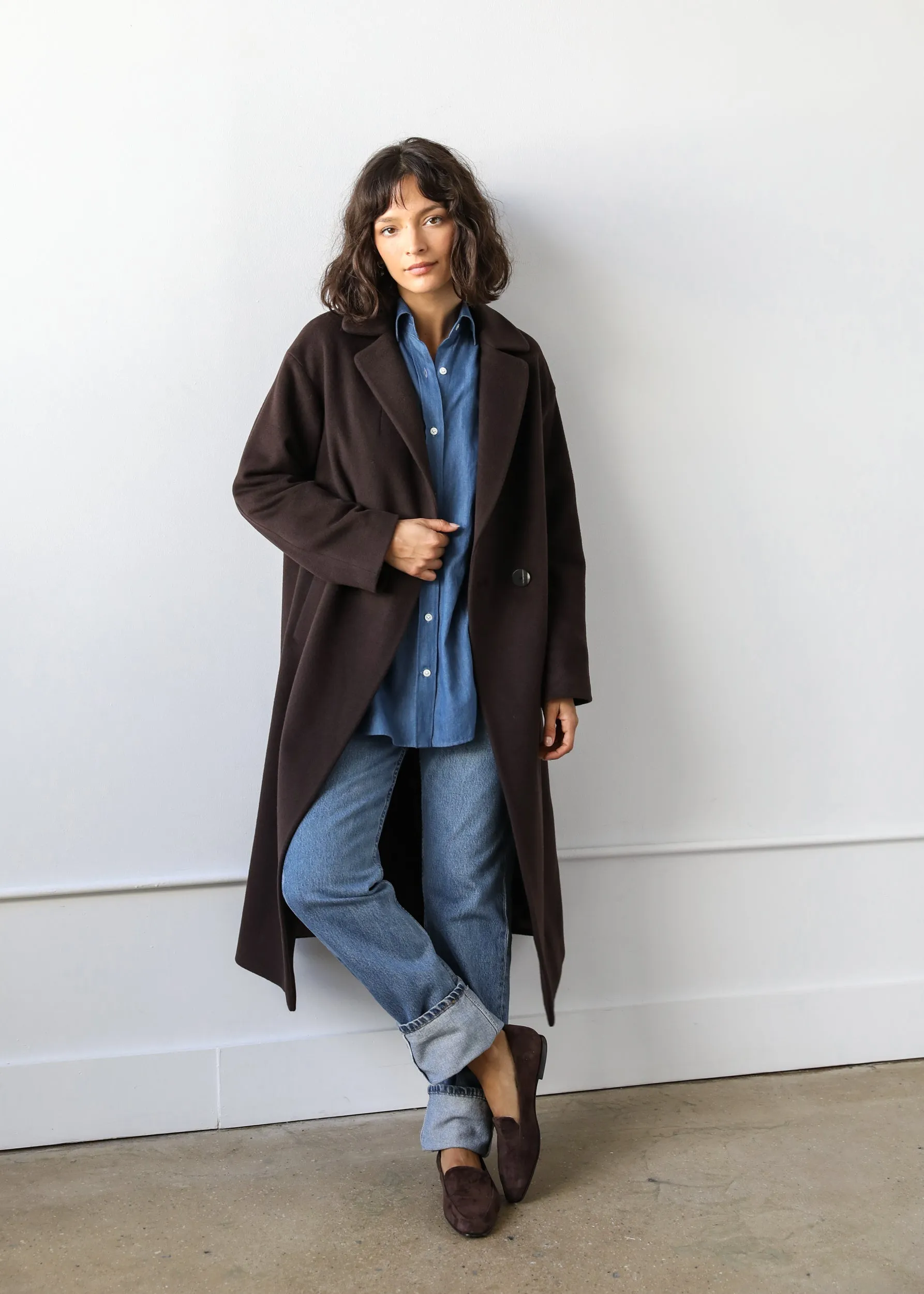 Liya Coat in Espresso Brown Virgin Wool