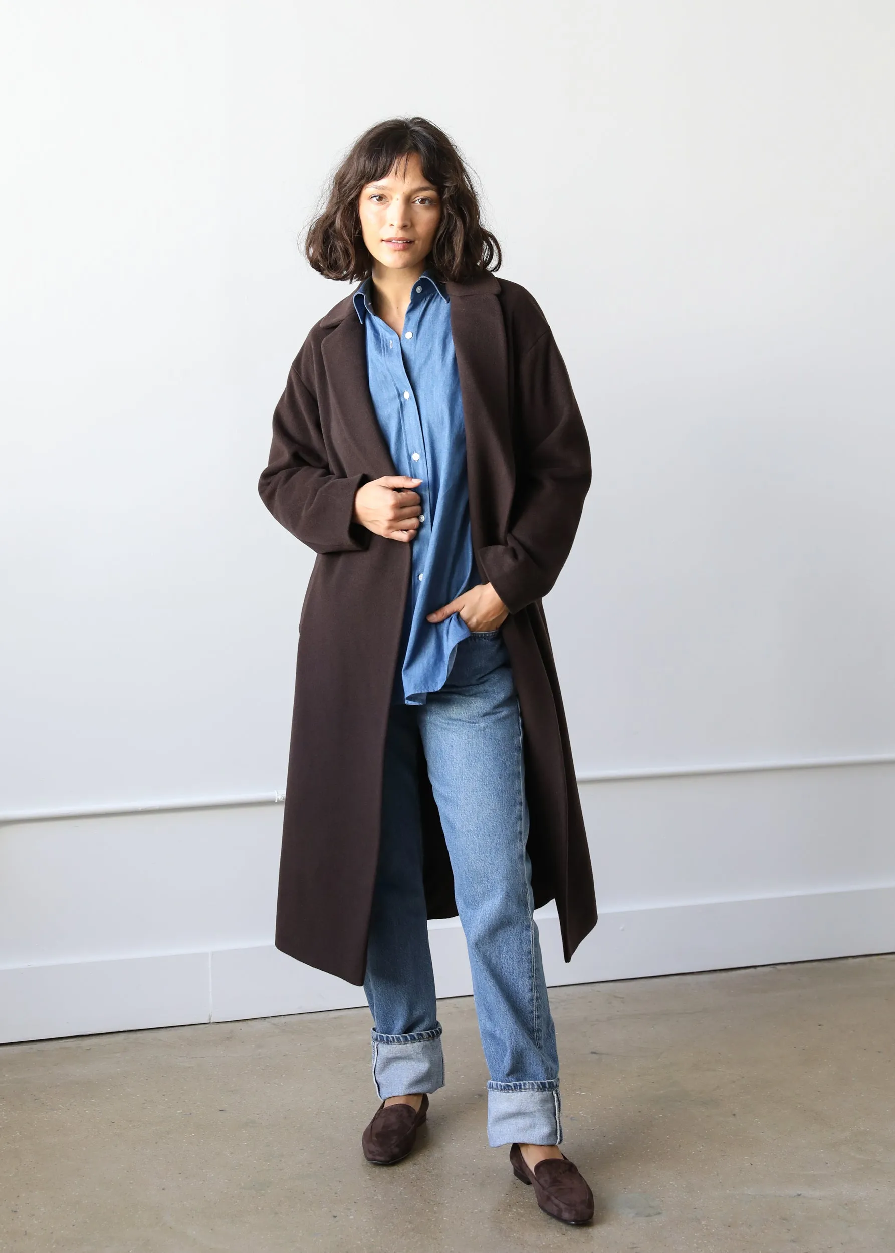 Liya Coat in Espresso Brown Virgin Wool