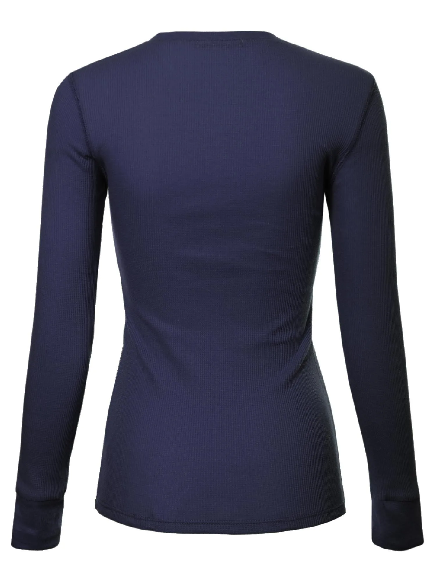 Long Sleeve Eight Button Closure Henley Thermal Knit Top